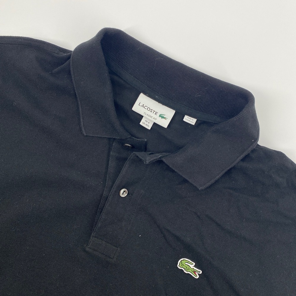 Lacoste Polo Shirt Mens 4XL Black Classic Preppy Tennis Golf Athleisure
